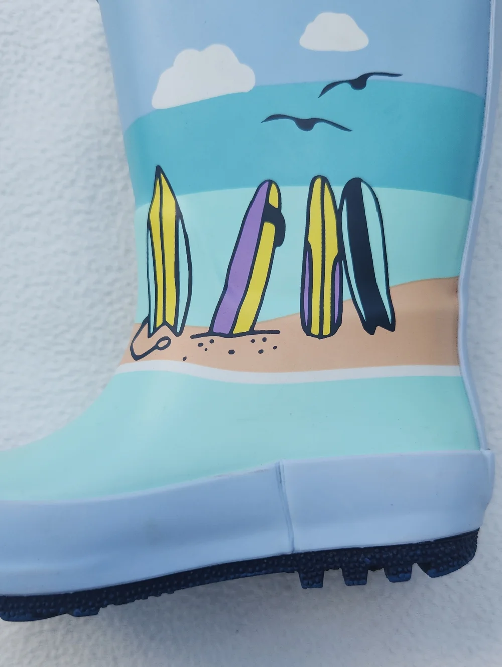 Boys Beach Surf Van Rain Boots Waterproof Rubber Size 6